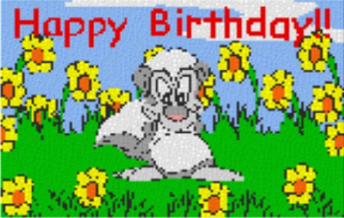 „Happy Birthday“ 60x40cm bunt per eMail