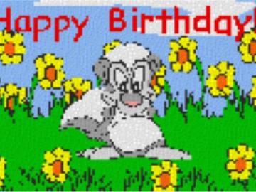 „Happy Birthday“ 60x40cm bunt per eMail