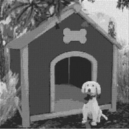 Hund mit Hütte 80x80cm schwarz/weiß als Volldruck