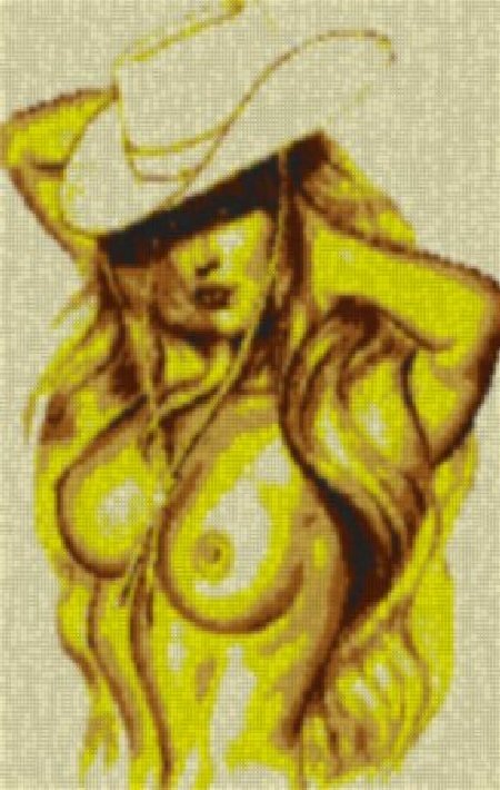 Cowgirl 60x80cm yellow Style als Entwurfdruck