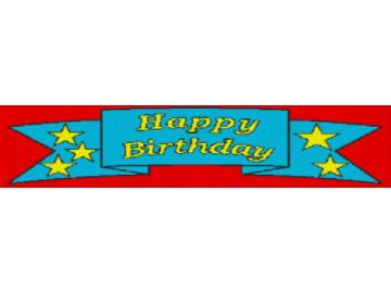 Happy Birthday 140x47cm bunt als Entwurfdruck