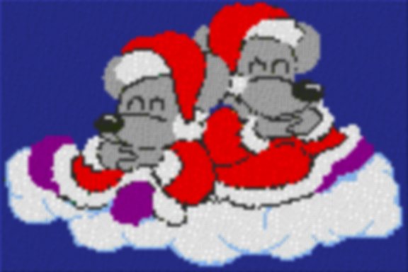 Weihnachtsmäuse auf Wolke 60x40cm bunt als Volldruck
